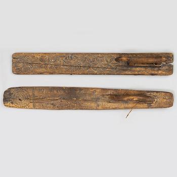MANGELBRÄDEN, 2 stycken, 1600-tal och 1700-tal.