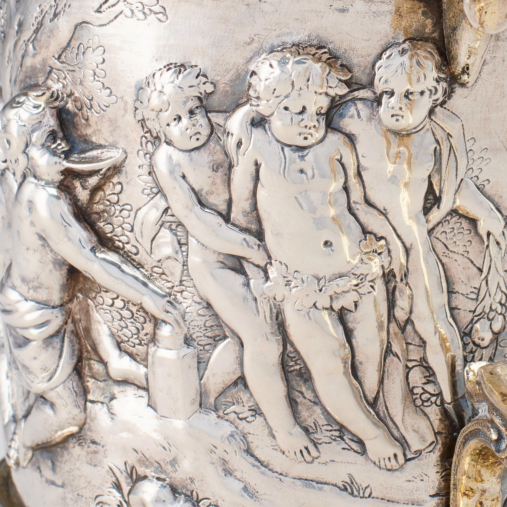 Peter Ohr I (Öhr) dryckeskanna, silver, Hamburg (verksam 1649-1662), barock.