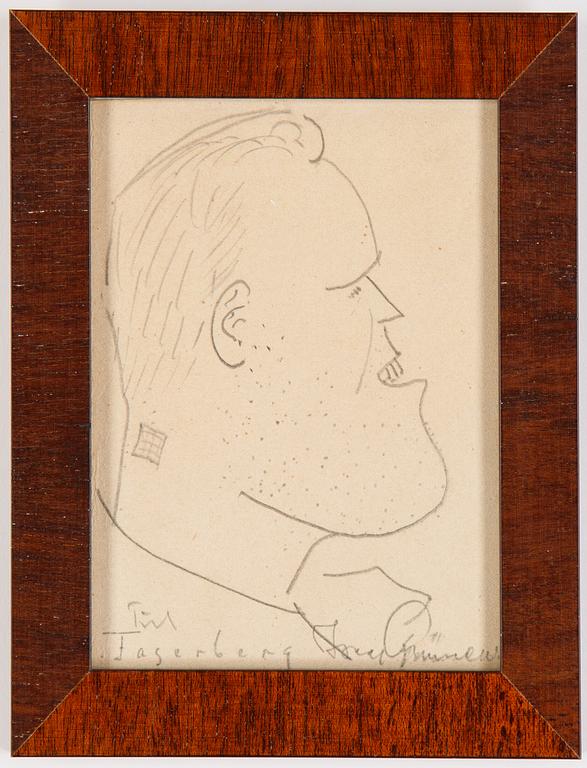 Isaac Grünewald, pencil drawing, signed.