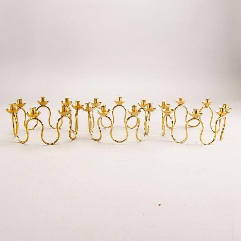 Lars Holmström, kandelabrar, 3 st, mässing, Arvika, 1900-talets mitt.