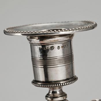 LJUSSTAKAR, ett par, silver, Adolf Zethelius, Stockholm, 1823.