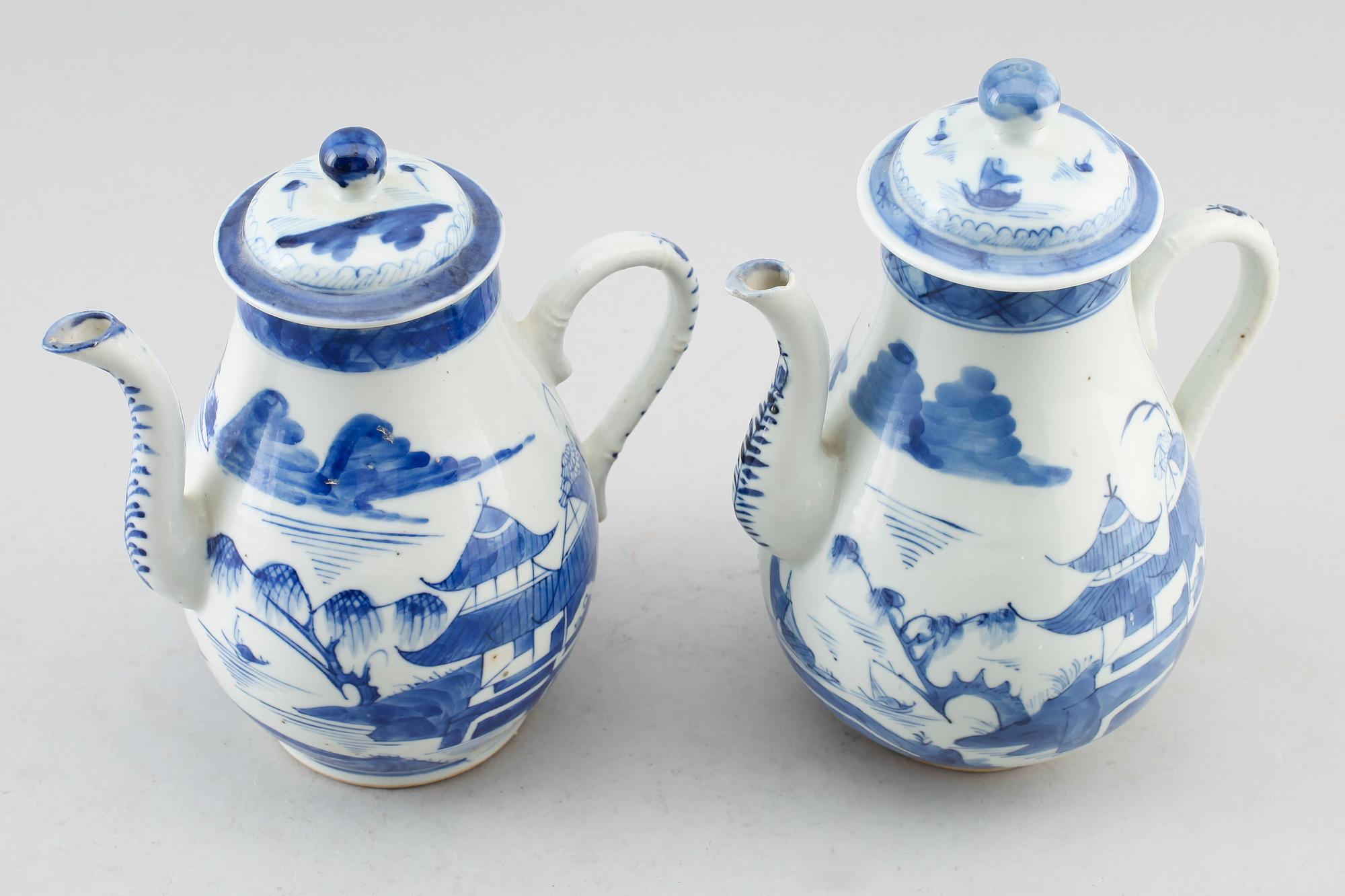 KANNOR, 2 st, porslin, Kina, 1800-/1900-tal.