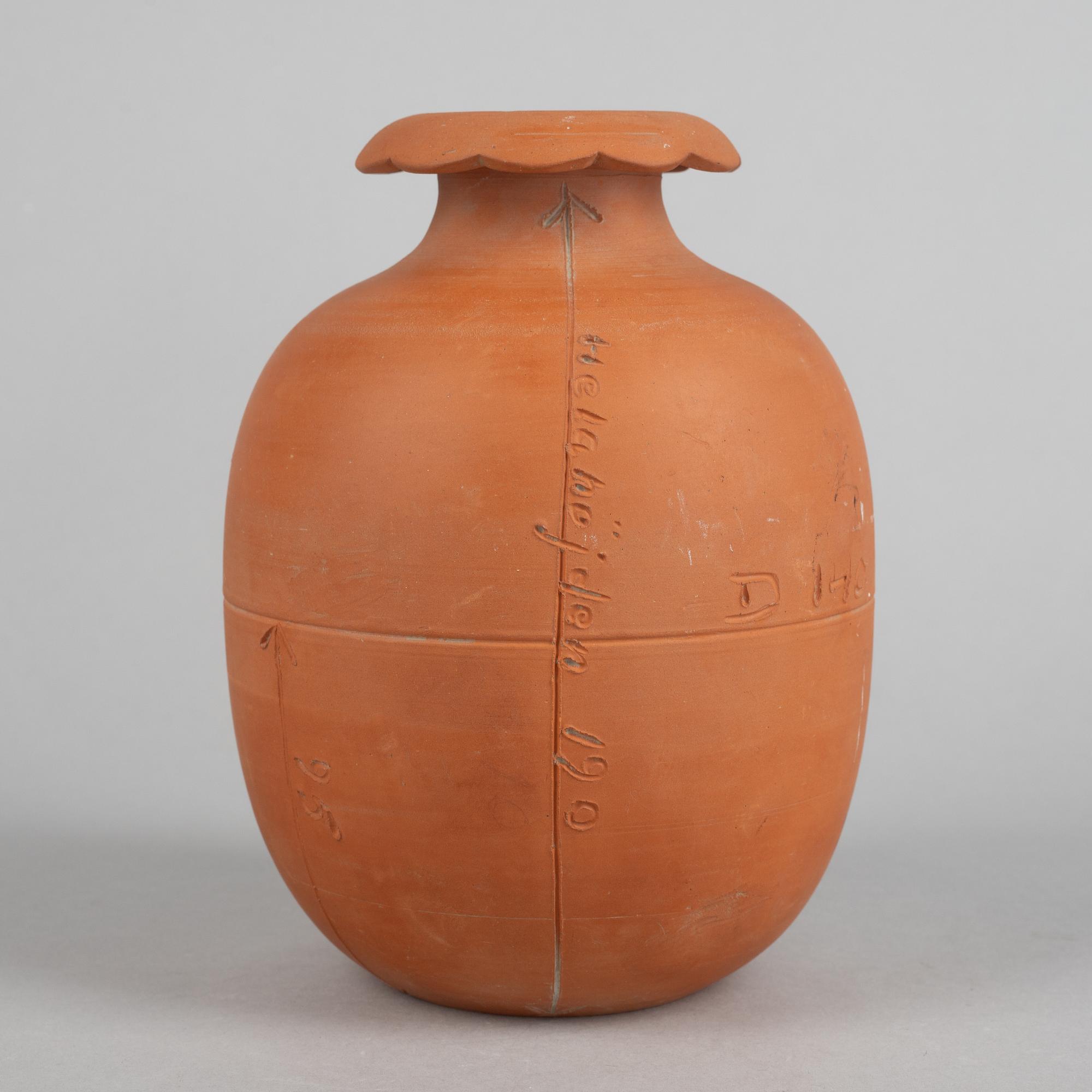 Stig Lindberg, a unique faience prototype, model 65, Gustavsbergs studio, Sweden 1940s.