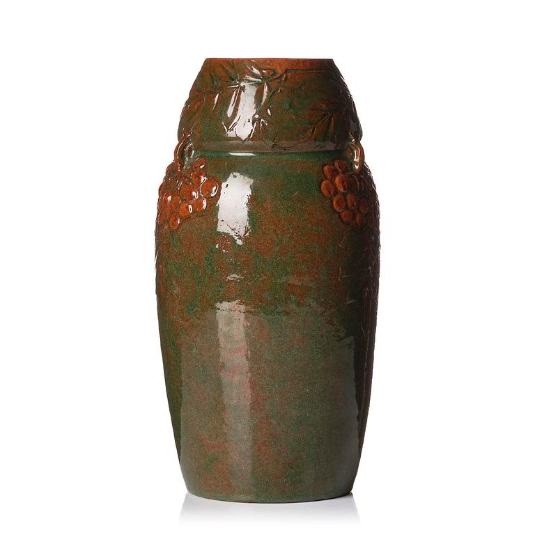 Hilma Persson-Hjelm, a glazed earthenware art nouveau vase, executed in her studio, Arvika 1908. Nr 684.