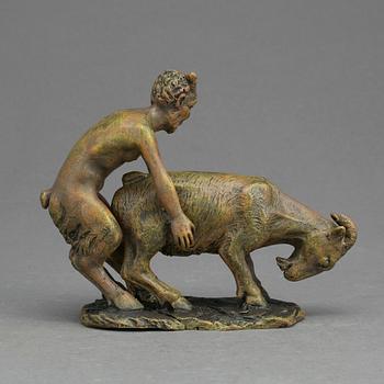 FIGURER, 2 delar, patinerad brons, märkt B, 1900-tal.