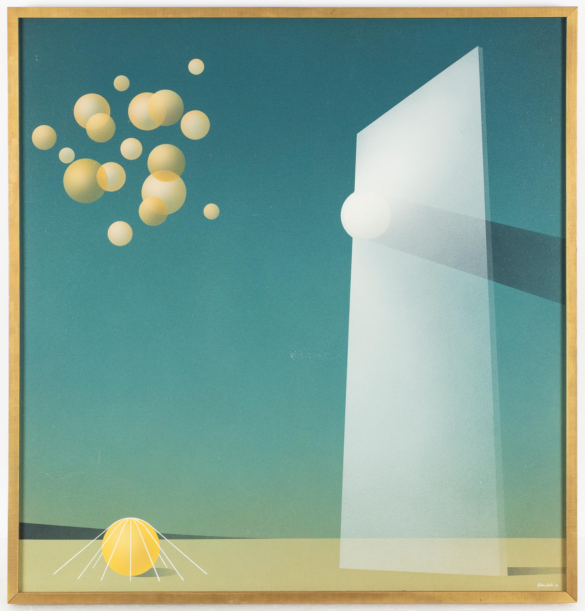 Björn Carlén, akryl på pannå, signerad och daterad 74.