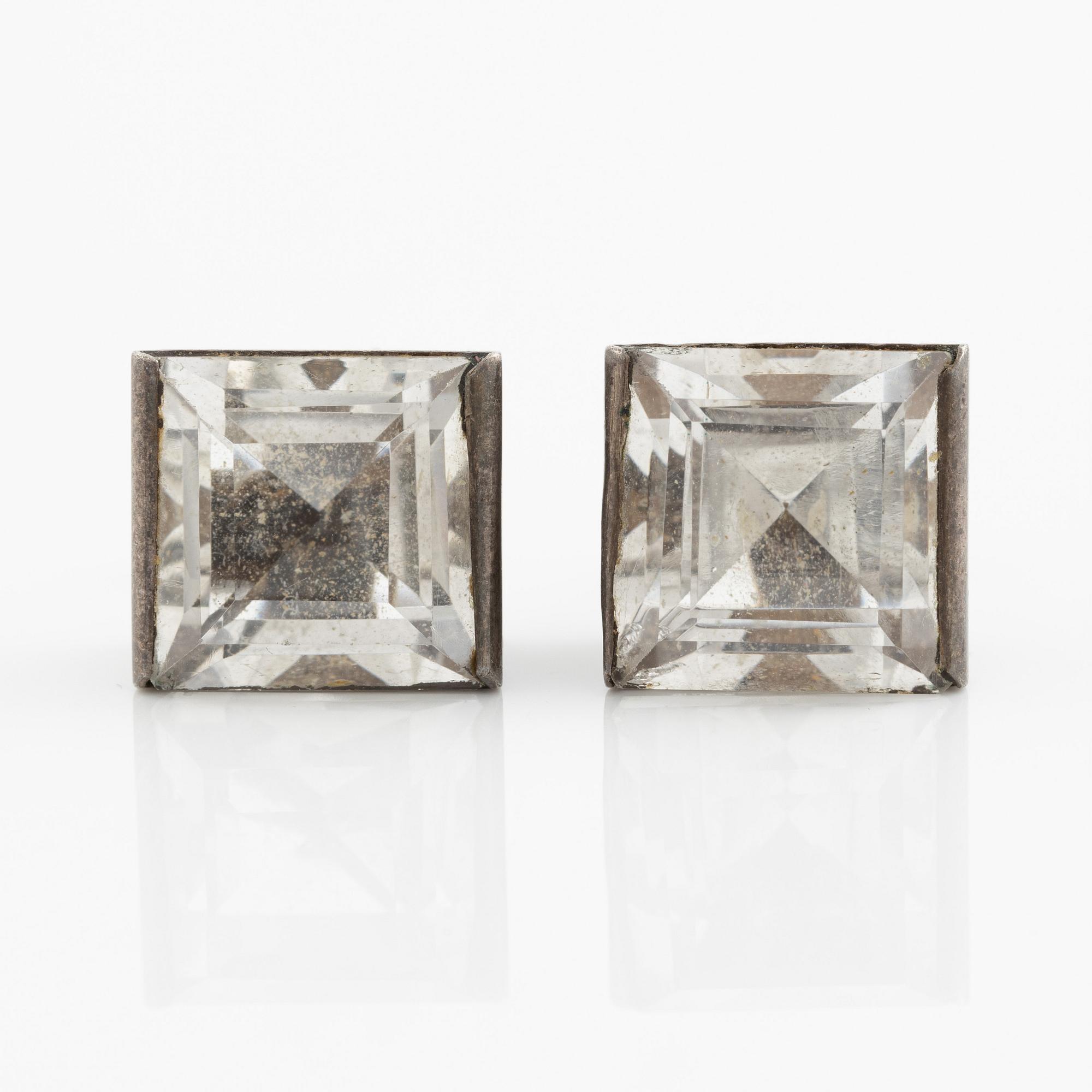 Wiwen Nilsson, Earrings, a pair, silver with rock crystal.