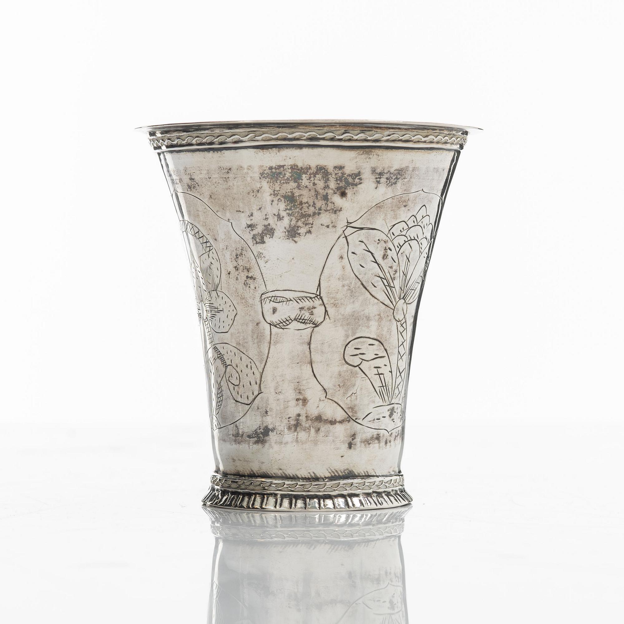 A Swedish silver beaker, mark of Berndt Halck,  Halmstad 1762.