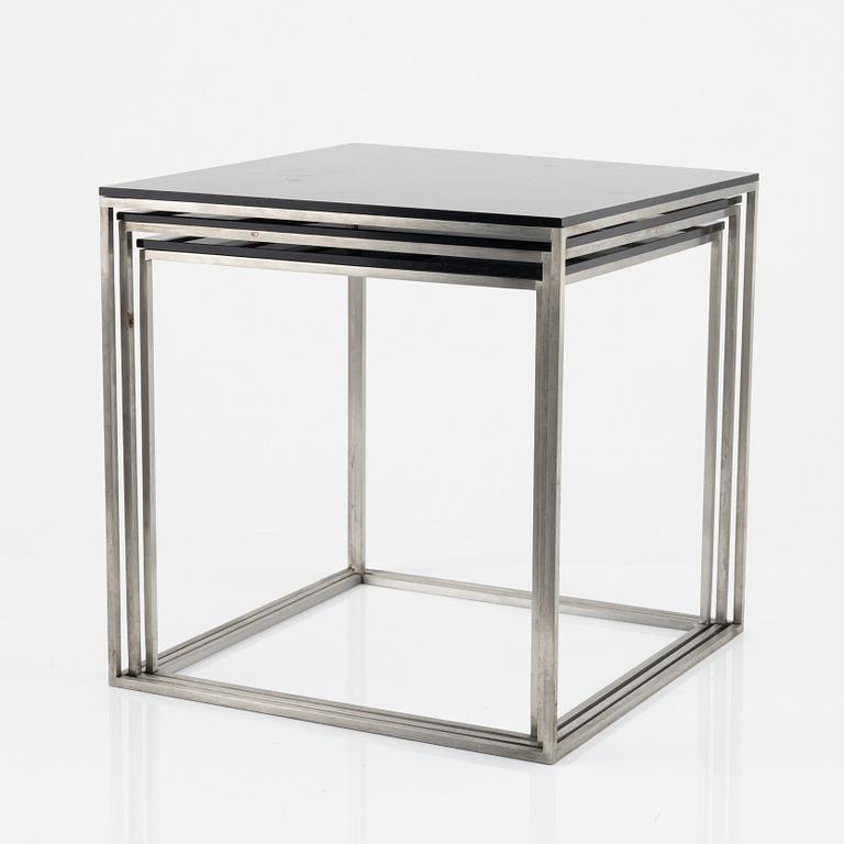 Poul Kjaerholm, a three-piece 'PK-71' nesting table, Fritz Hansen, Denmark, 2016.