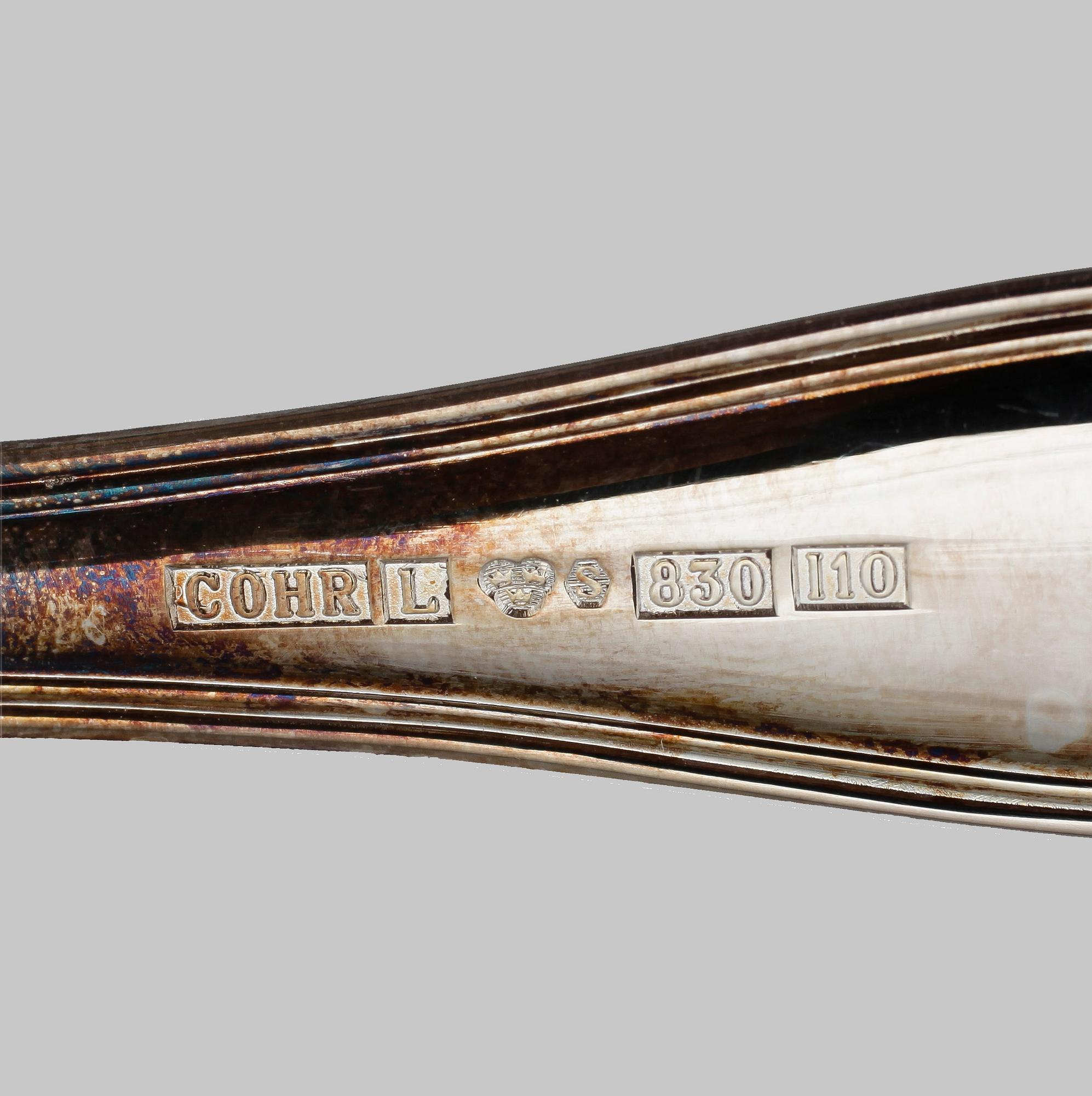 BESTICKSERVIS, 48 delar, silver, Cohr, svenska importstmpl bl a 1983. Tot vikt ink.knivblad i stål, ca 2770 g.