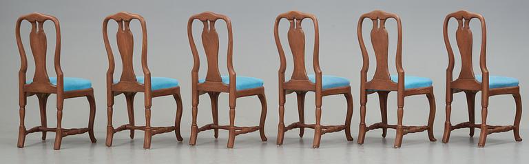 STOLAR, sex stycken, av Anders Hellman dä (mästare i Stockholm 1761-94), rokoko.