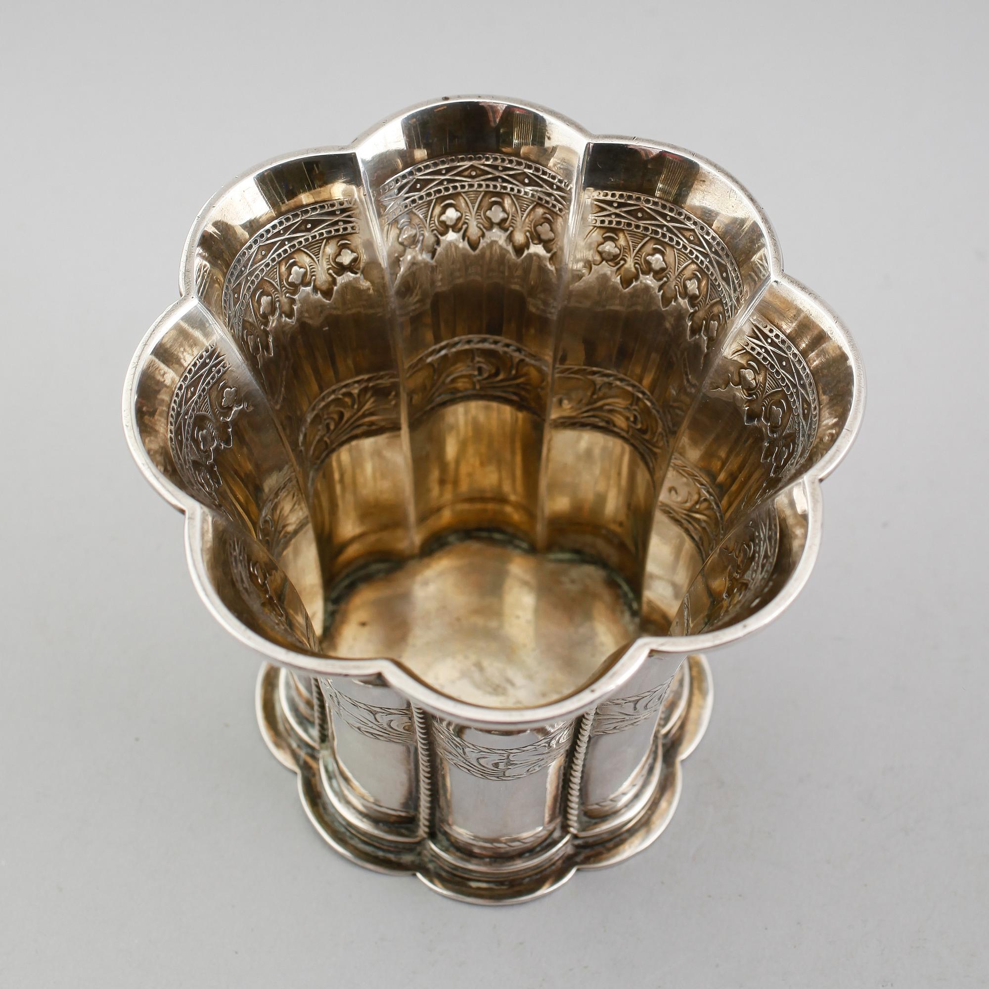 BÄGARE, sterlingsilver, David Andersen, Danmark. Vikt ca 234 g.