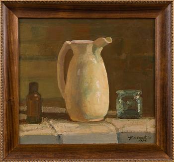 GEORGES VON SWETLIK, BOTTLE, POT AND GLASS JAR- A STUDY OF WHITE.