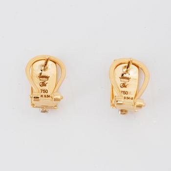 18K yellow gold old-cut diamond earrings.