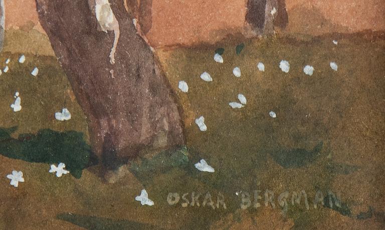 Oskar Bergman, akvarell, signerad.