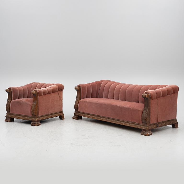 Sofa and armchair, formerly belonging to Ivar Kreuger, 1920s.