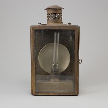 A 19TH CENTURY BRASS LANTERN, marked C M Hammar, Göteborg.