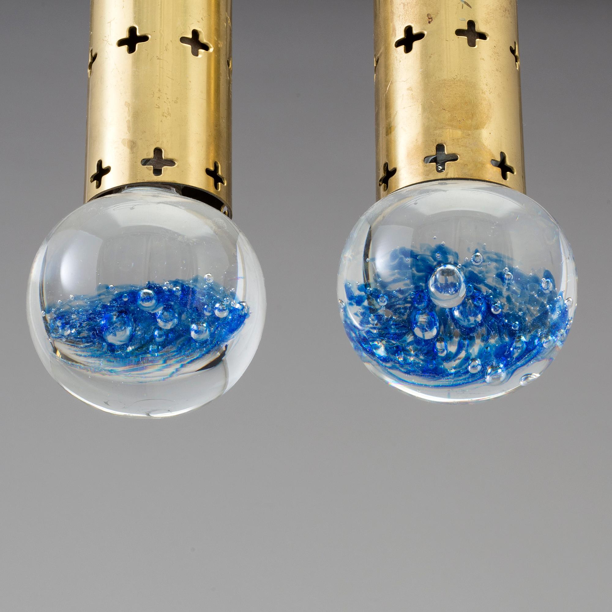 2 1970's brass ceiling lamps by Helmer Andersson.