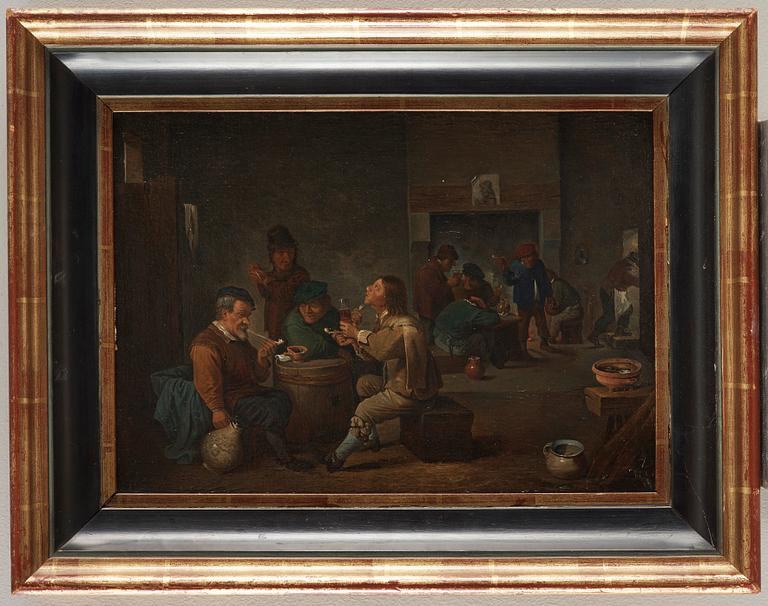 David Teniers d.y Hans efterföljd, Kroginteriör med piprökare.