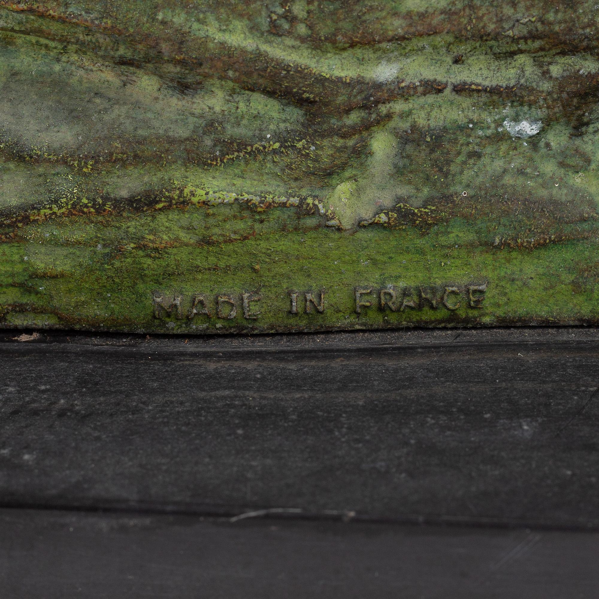 René André Varnier, 20th century. Sculpture. Signed. Patinated metall, stone base. Height 61 cm, length 85 cm.