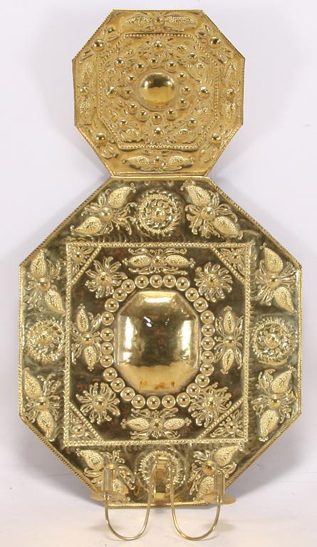 LJUSPLÅT, mässing, barockstil, 1800-tal.