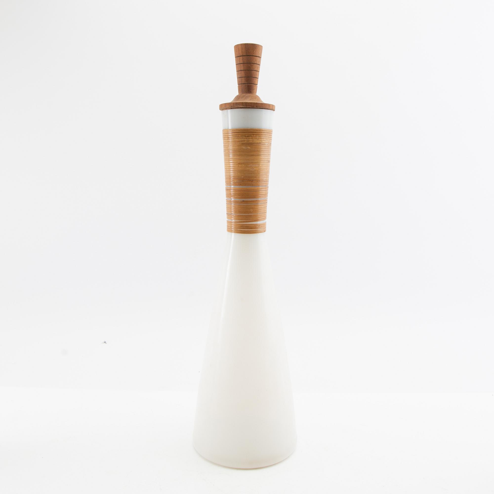 Jacob Bang carafe with six glasses, Kastrup Glassworks 1960s.