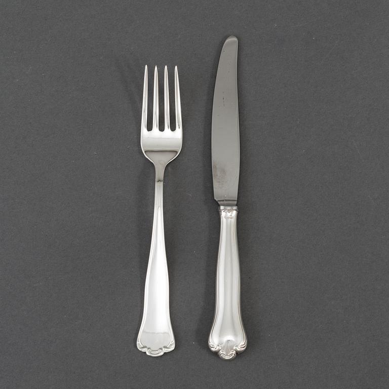 GAB, smörgåsbestick, 18+18 st, silver, modell "Kungsholm", Stockholm bl a 1962.