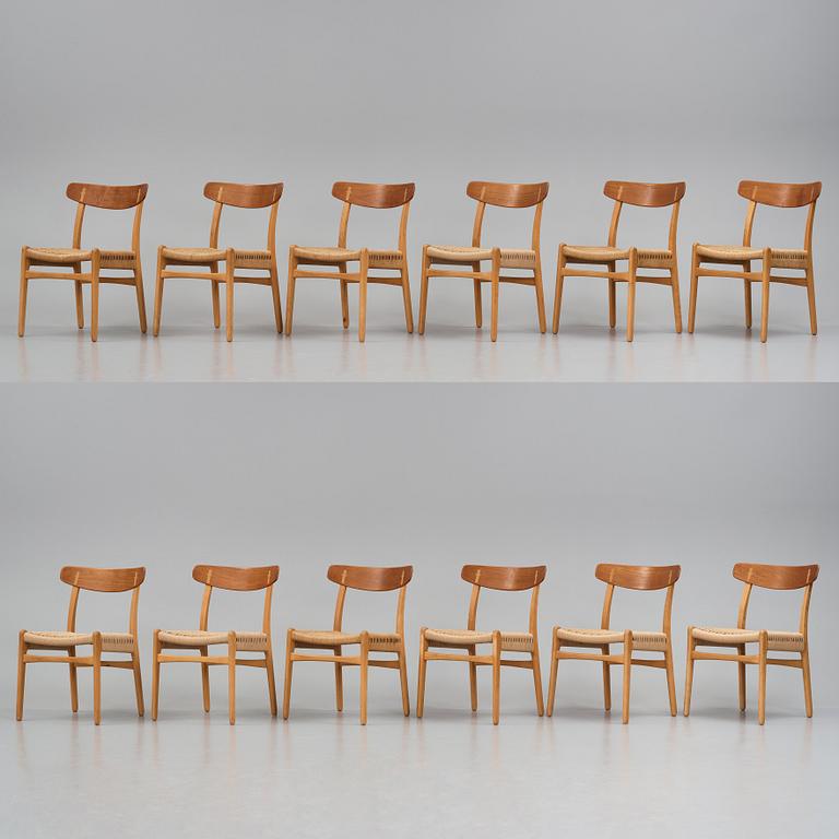 Hans J. Wegner, stolar, 12 st, "CH-23", Carl Hansen & Son, Danmark 1950-60-tal.