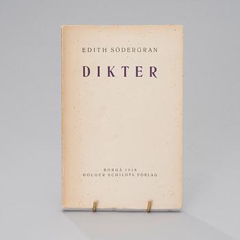EDITH SÖDERGRAN, "Dikter" (Runoja), ensipainos, Holger Schildts förlag, Porvoo 1916.