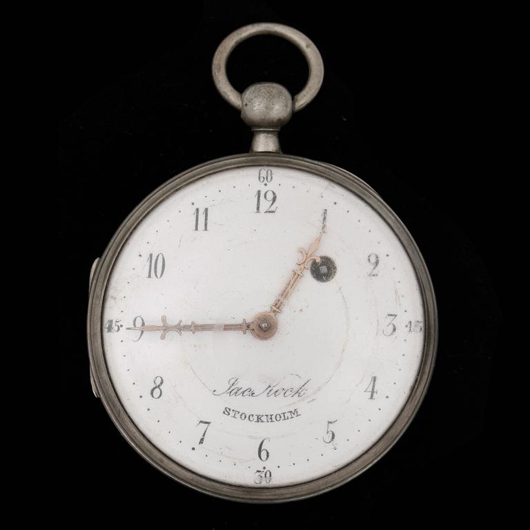 FICKUR, spindelgång, silver, märkt Jacob Kock, Stockholm (verksam ca1762-1803).