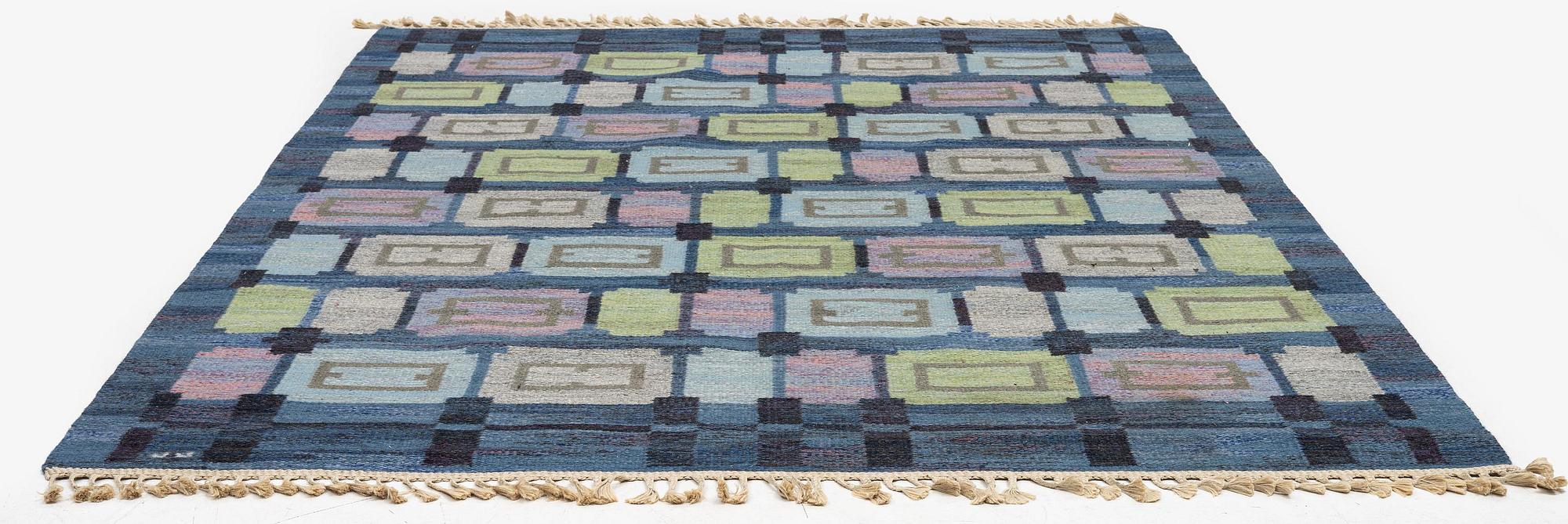 Judith Johansson, a carpet, 'Spise hall', flat weave, c. 283 x 199 cm, signed JJ.