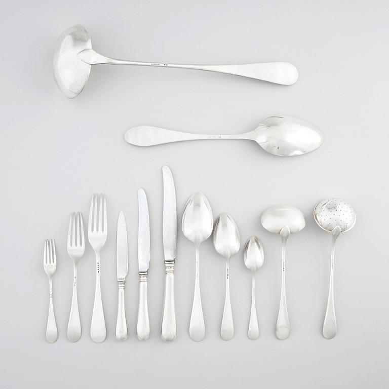 An 123 pieces set of silver flatware, mark of Louis Constantin Feron and Bernt Erlandsson, Sweden 1874-1913.