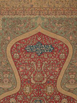 A rug, an antique Kum Kapi with metal brocade, Istanbul around 1910, "Sultan's Head Prayer" design.