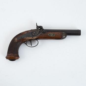 A mid 19th Century rifled percussion pistol.