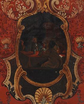 VIKSKÄRM, 4 delar, 1700-/1800-tal. Olja på duk.