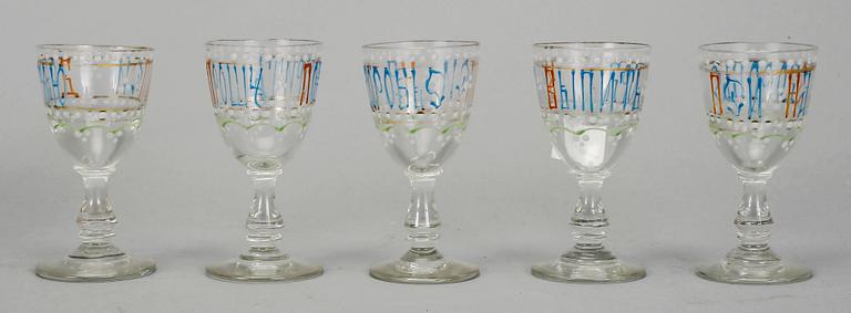 KARAFF MED GLAS, 5 st, Ryssland, 1900-tal.