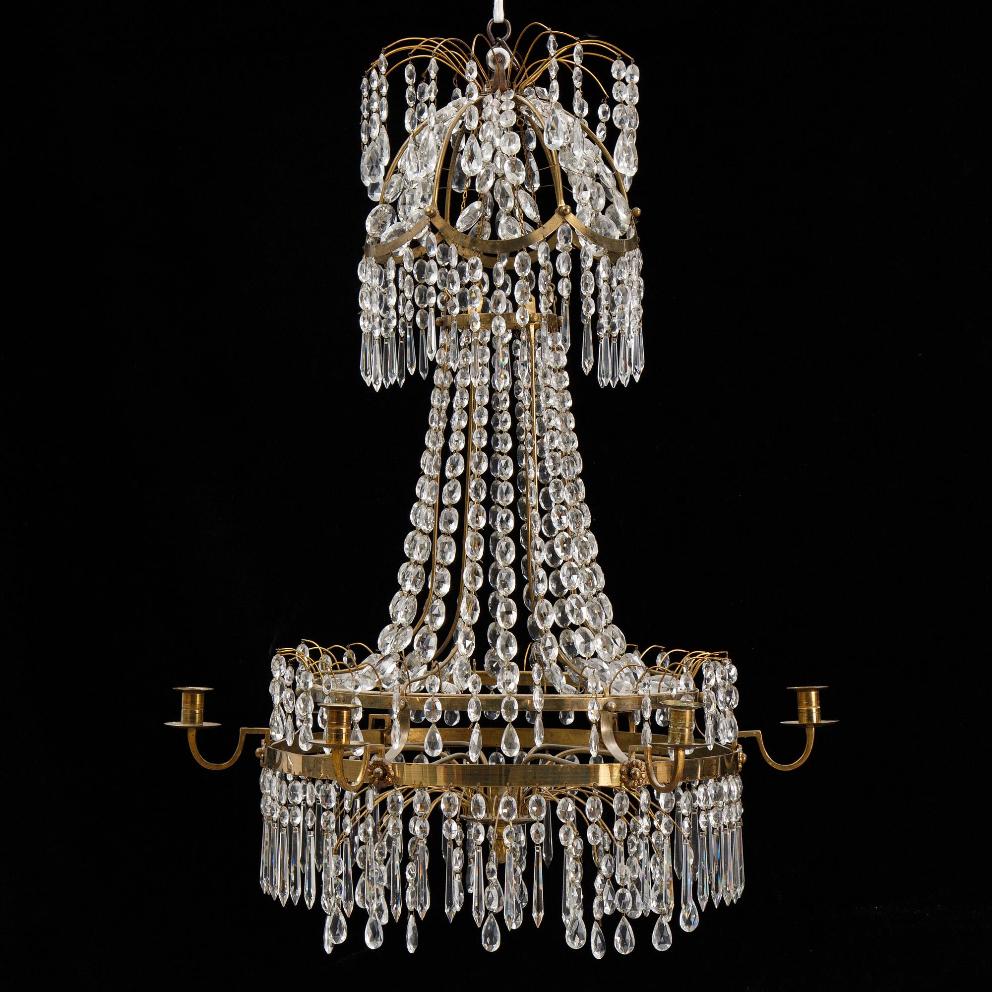 A Gustavian style chandelier, 19th Century.