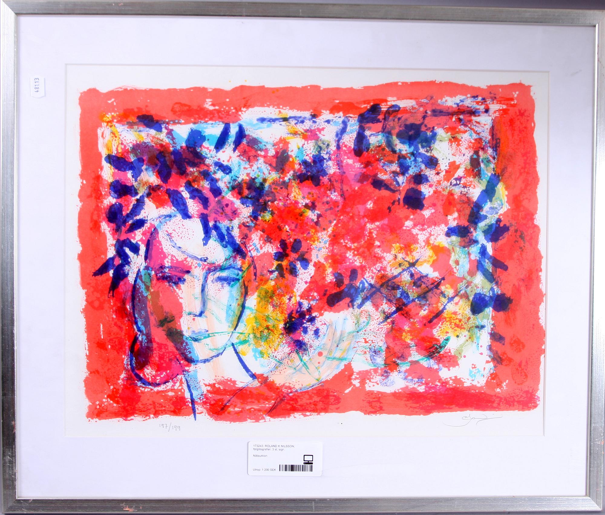 ROLAND K NILSSON, färglitografier, 3 st, sign.