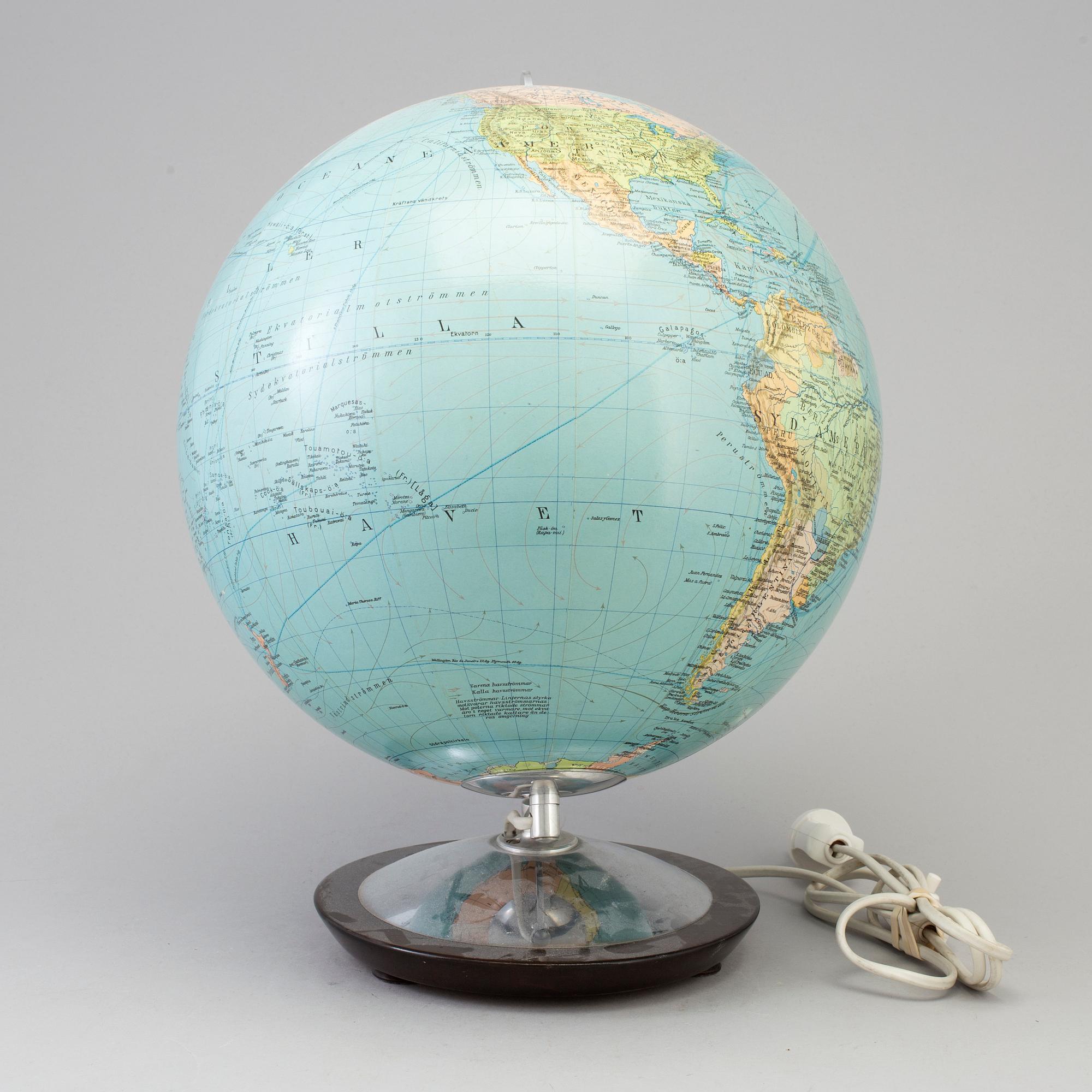 JORDGLOB MED BELYSNING, 1900-talets andra hälft.