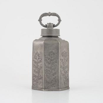 A pewter wine flask, dated 1798.