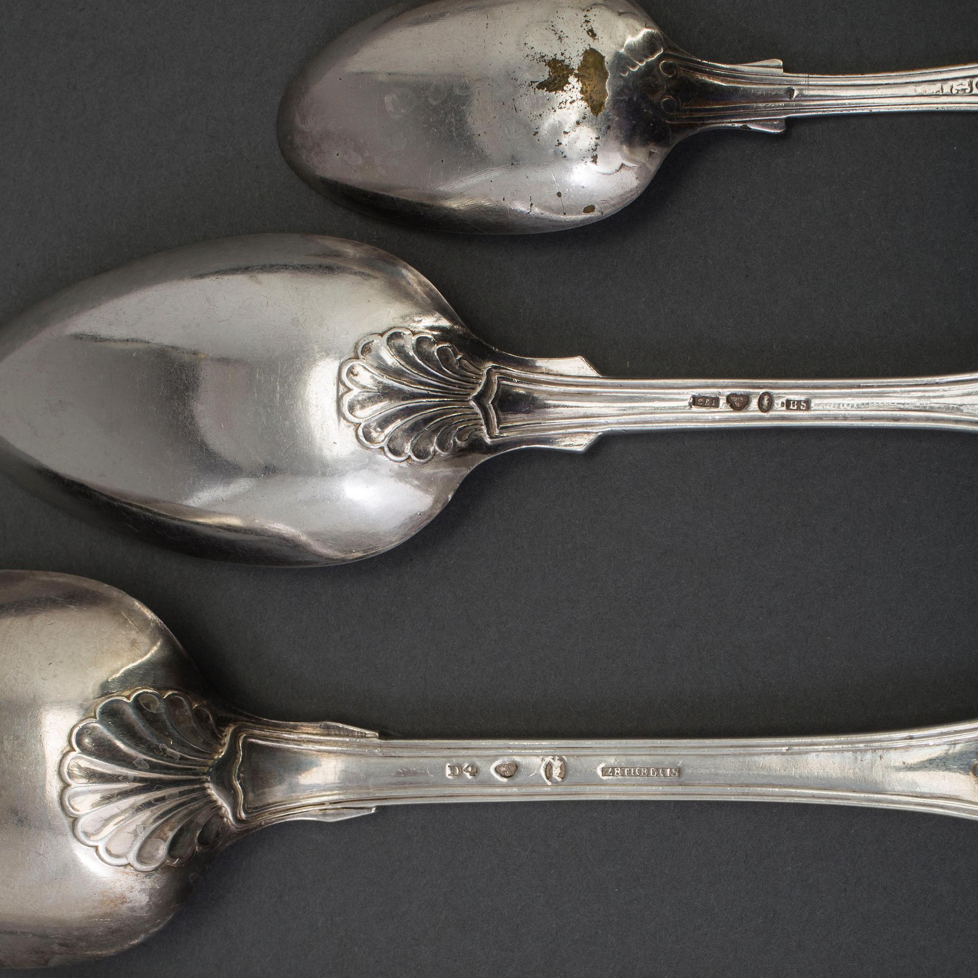 BESTICK, 42 delar, silver, modell Engelsk Snäck, 18/1900-tal.