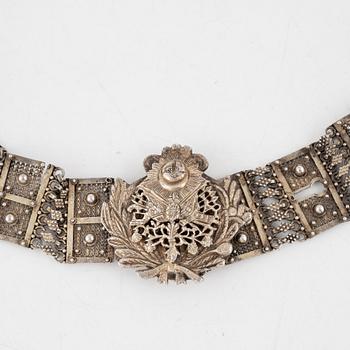 An Ottoman parcel gilt silver belt from Bitlis, mark of Kavafcıyan, around the turn of the 20th Century.