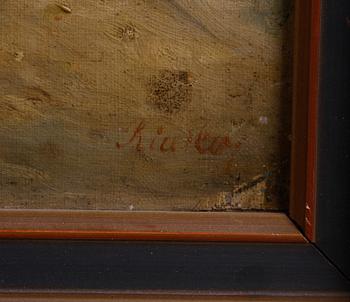 OKÄND KONSTNÄR. Olja på duk, 1800/1900-tal. Bär sign.