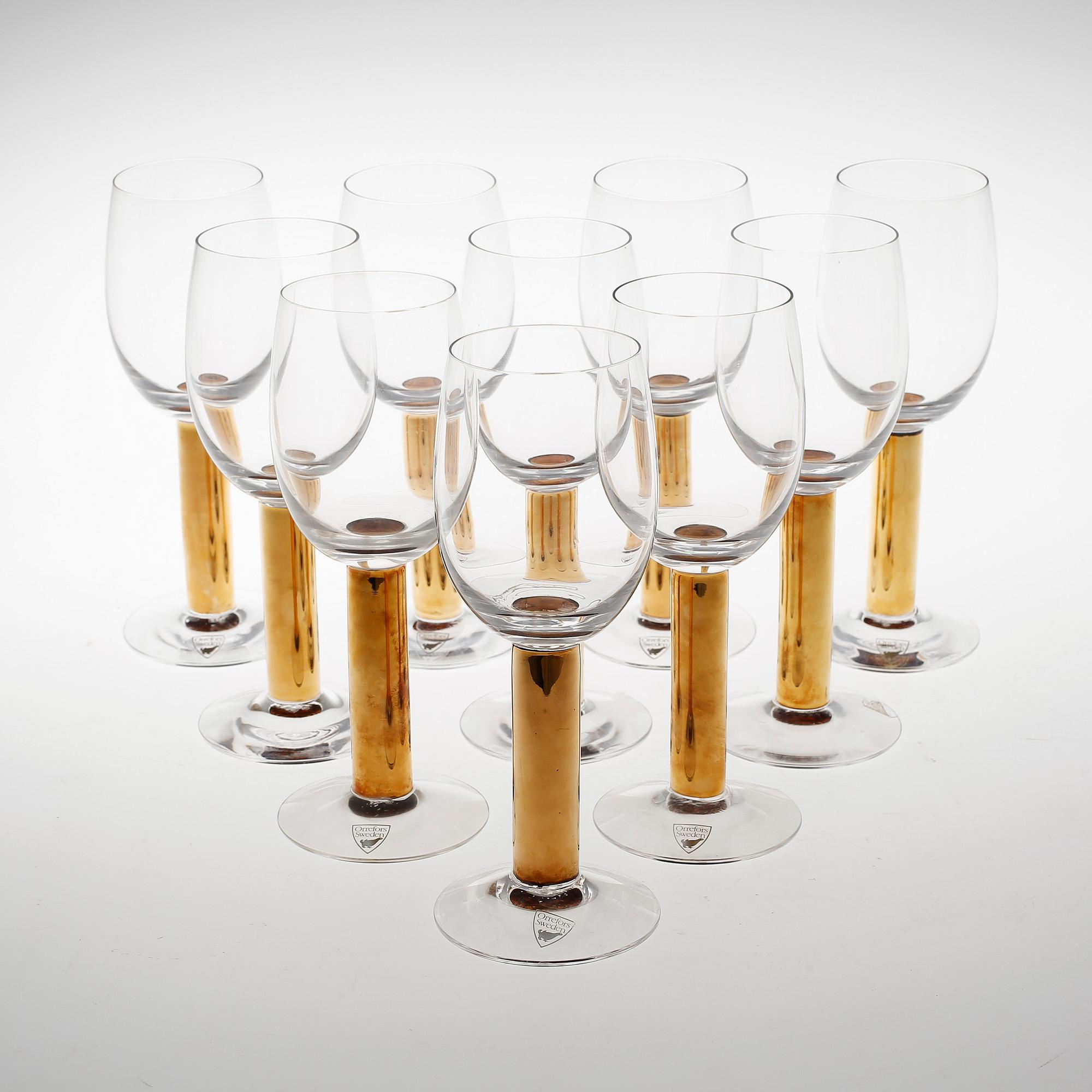 VITVINSGLAS, 10 st, "Nobel", Gunnar Cyrrén, Orrefors,