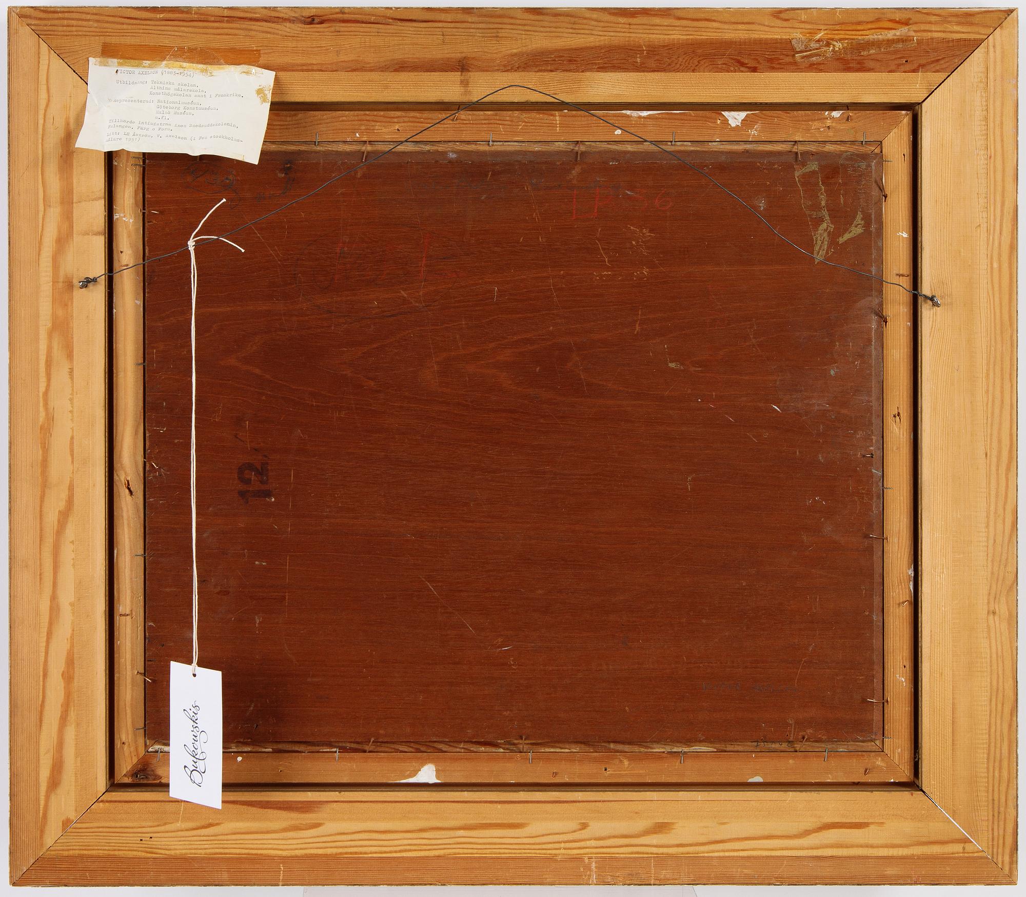 Victor Axelson, olja på pannå, signerad och daterad -29.