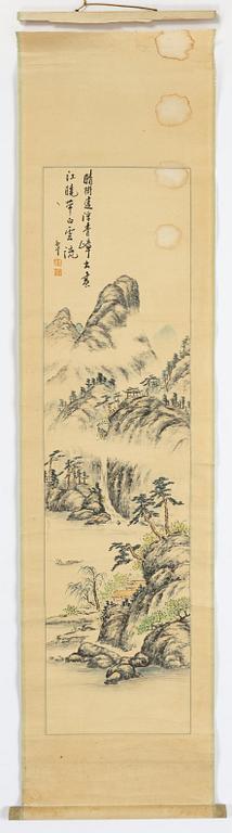 A Chinese scroll painting by anonymous artist, ink and colour on paper, 20th Century.