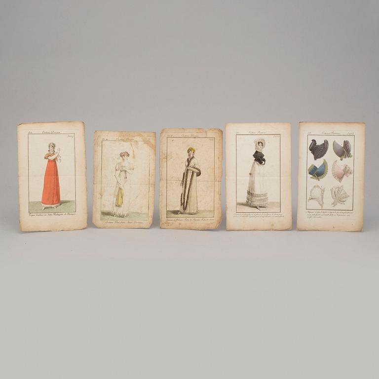 A SET OF 26 HAND COLOURED FASHION ILLUSTRATIONS, early 19th century.