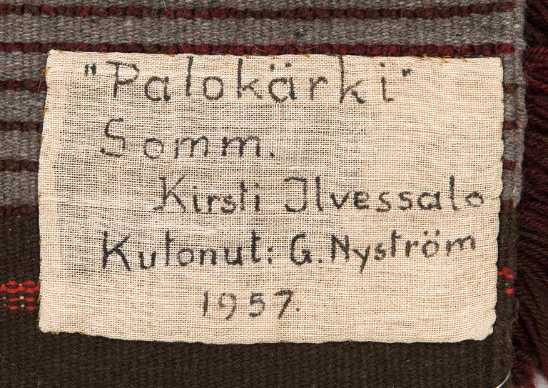 Kirsti Ilvessalo, a Finnish ryijy rug model for the Friends of Finnish Handicraft. Circa 166 x 118 cm.