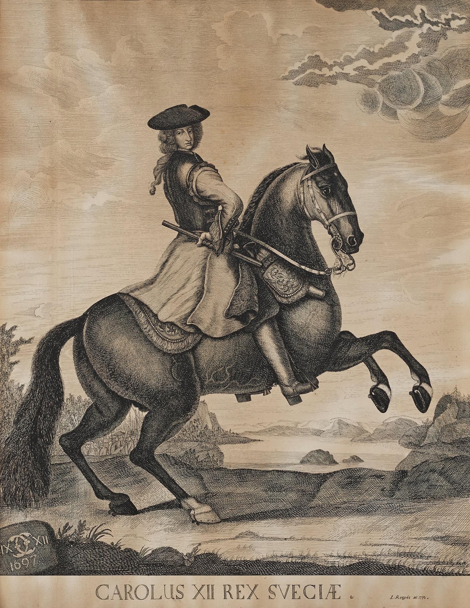 Lars Regnér, Equestrian portrait depicting king Gustaf II Adolf, king Carl X Gustav, king Carl XI and king Carl XII.