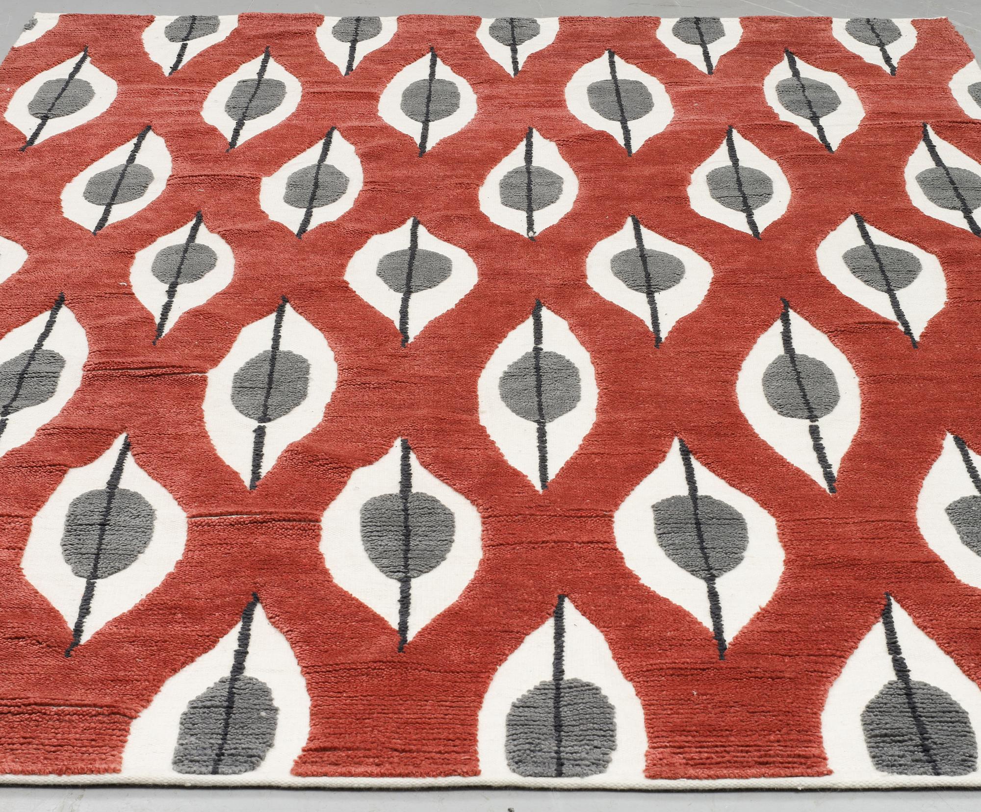 Stig Lindberg, matta, "Trellis - Röd", ed 1/1 EA, Layered 2000-tal.